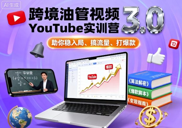 跨境油管视频YouTube实训营3.0，助你稳入局、搞流量、打爆款-百货大全