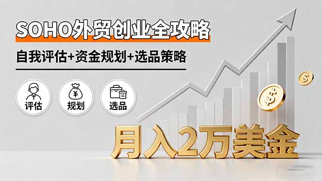 SOHO外贸创业全攻略，自我评估+资金规划+选品策略，月入2万美金-百货大全