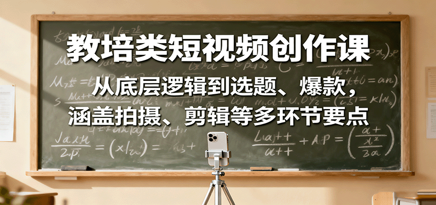 教培类短视频创作课：从底层逻辑到选题、爆款，涵盖拍摄、剪辑等多环节要点-百货大全