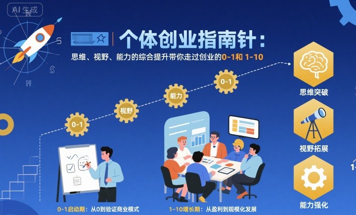 个体创业指南针，思维、视野、能力的综合提升带你走过创业的0-1和1-10【音频】-百货大全