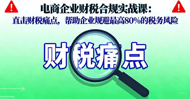 电商企业财税合规实战课，直击财税痛点，帮助企业规避最高80%的税务风险-百货大全