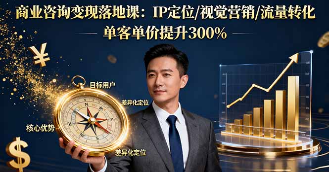 商业咨询变现落地课：IP定位/视觉营销/流量转化，单客单价提升300%-百货大全