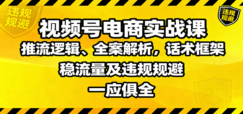 视频号电商实战课:推流逻辑、全案解析,话术框架,稳流量及违规规避等-百货大全
