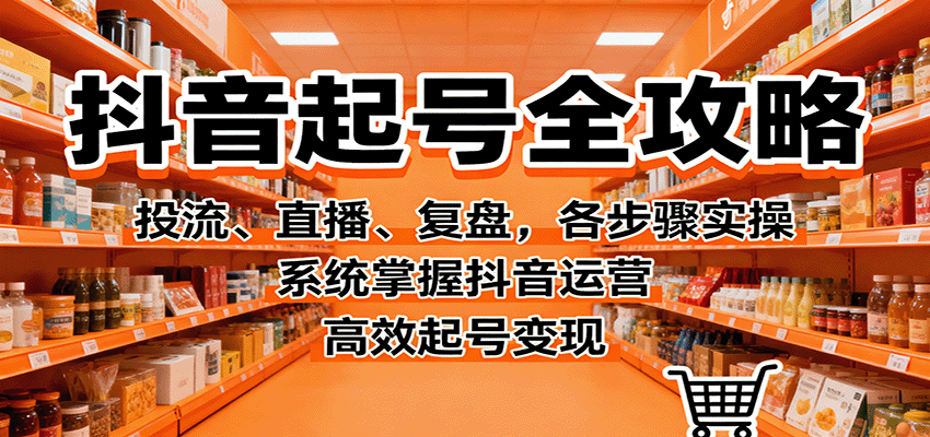 抖音起号全攻略，投流、直播、复盘，各步骤实操，系统掌握抖音运营，高效起号变现-百货大全