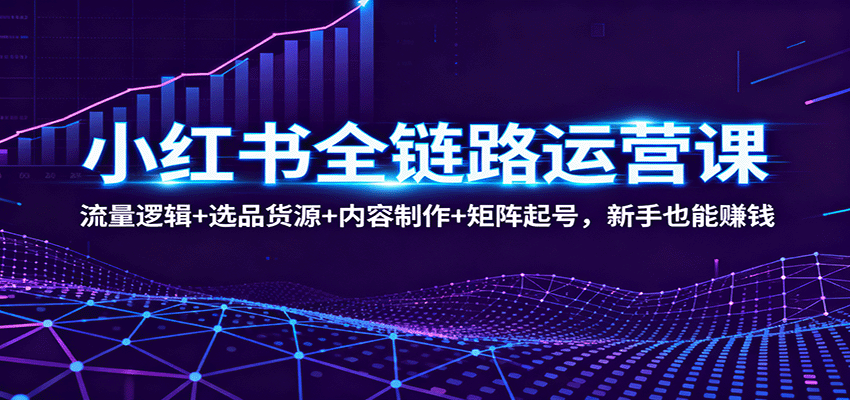 小红书全链路运营课:流量逻辑+选品货源+内容制作+矩阵起号,新手也能赚钱-百货大全