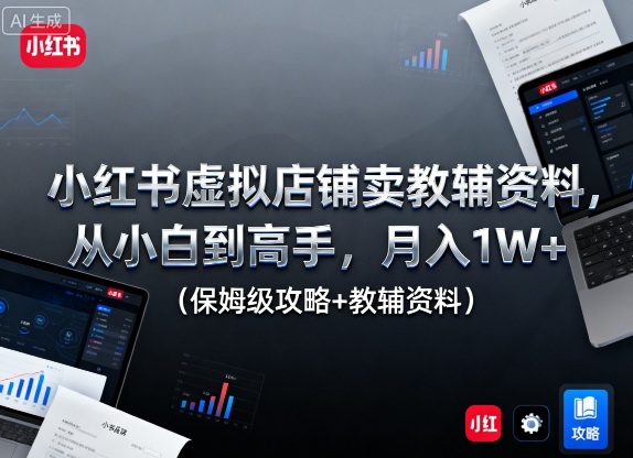 小红书虚拟店铺卖教辅资料，从小白到高手，月入1W+(保姆级攻略+教辅资料)-百货大全