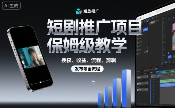 短剧推广项目保姆级教学，授权、收益、流程、剪辑，发布等全流程-百货大全