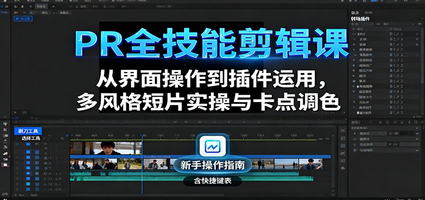 PR全技能剪辑课：从界面操作到插件运用，多风格短片实操与卡点调色-百货大全