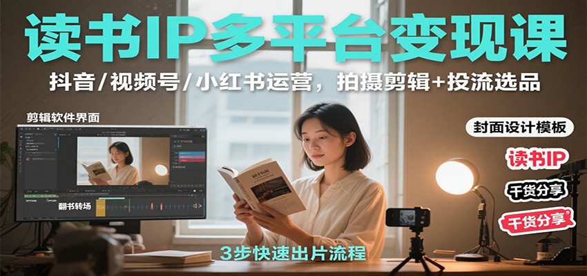读书IP多平台变现课：抖音/视频号/小红书运营，拍摄剪辑+投流选品-百货大全