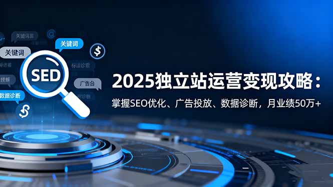 2025独立站运营变现攻略：掌握SEO优化、广告投放、数据诊断，月业绩50万+-百货大全