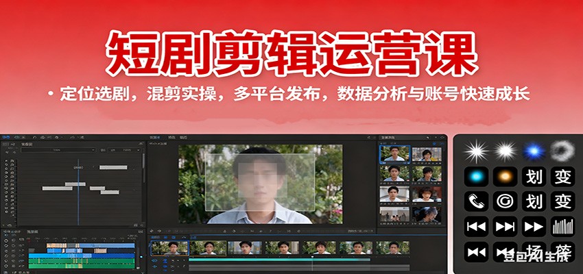 短剧剪辑运营课：定位选剧，混剪实操，多平台发布，数据分析与账号快速成长-百货大全