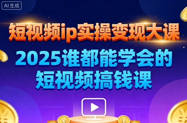 短视频ip实操变现大课，7月26-27日广州站线下课，2025谁都能学会的短视频搞钱课-百货大全