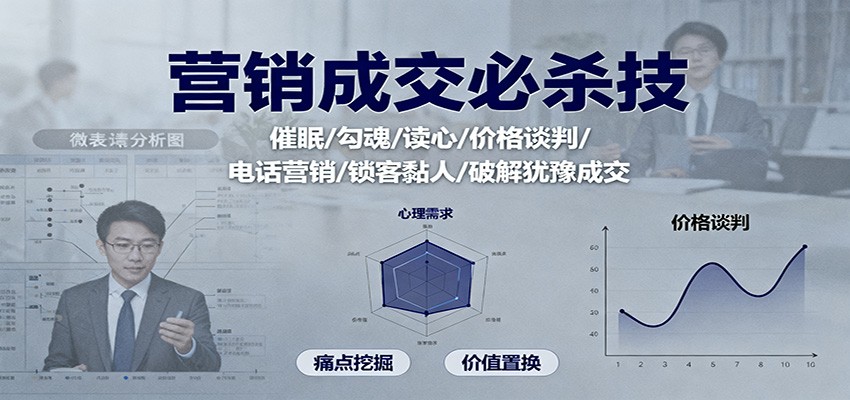 营销成交必杀技：催眠/勾魂/读心/价格谈判/电话营销/锁客黏人/破解犹豫成交-百货大全