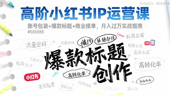 高阶小红书IP运营课：账号包装+爆款标题+商业接单，月入过万实战指南-百货大全