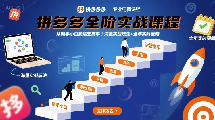 拼多多全阶实战课程，从新手小白到运营高手，海量实战玩法+全年实时更新【2025年10月更新】-百货大全