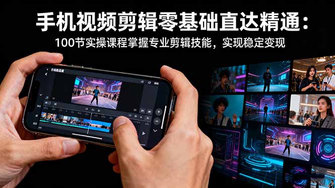 手机视频剪辑零基础直达精通：100节实操课程掌握专业剪辑技能，实现稳...-百货大全