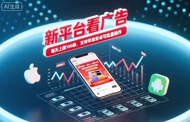 新台看广告，养好机一条5毛到5块，单机日入30到100，支持苹果安卓，可批量操作。-百货大全