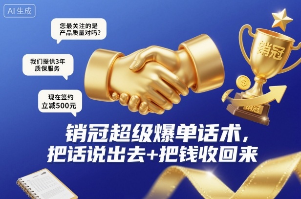 销冠超级爆单话术，把话说出去+把钱收回来-百货大全