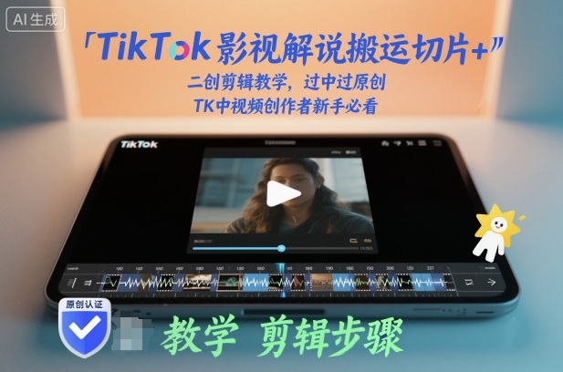 TikTok影视解说搬运切片+二创剪辑教学，过中过原创，TK中视频创作者新手必看-百货大全
