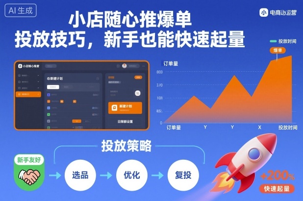 小店随心推爆单投放技巧，新手也能快速起量-百货大全