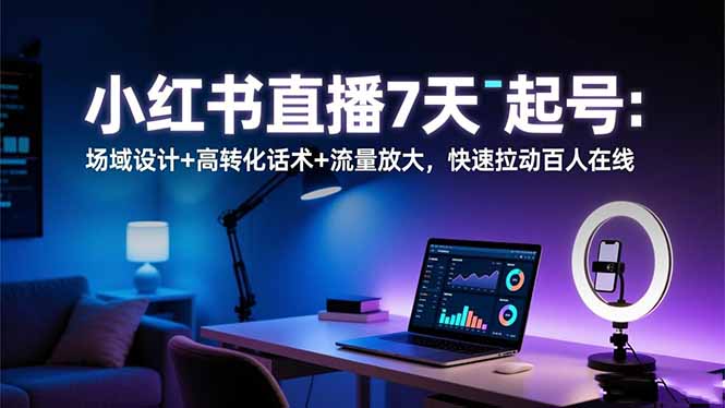 小红书直播7天起号：场域设计+高转化话术+流量放大，快速拉动百人在线-百货大全