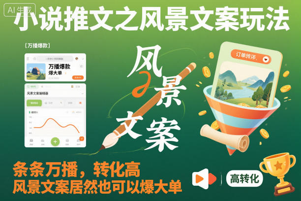 小说推文之风景文案玩法，条条万播，转化高，风景文案居然也可以爆大单！-百货大全