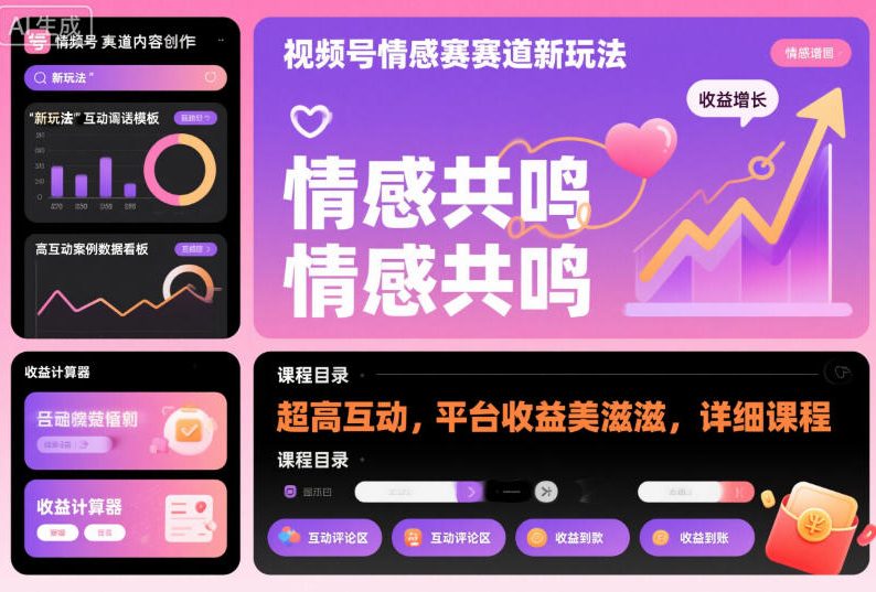 视频号情感赛道新玩法，超高互动，平台收益美滋滋，详细课程-百货大全