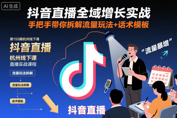 抖音直播全域增长实战第155期杭州线下课，手把手带你拆解流量玩法+话术模板-百货大全