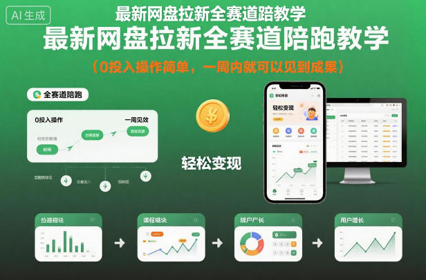 最新网盘拉新全赛道陪跑教学，0投入操作简单，一周内就可以见到成果-百货大全