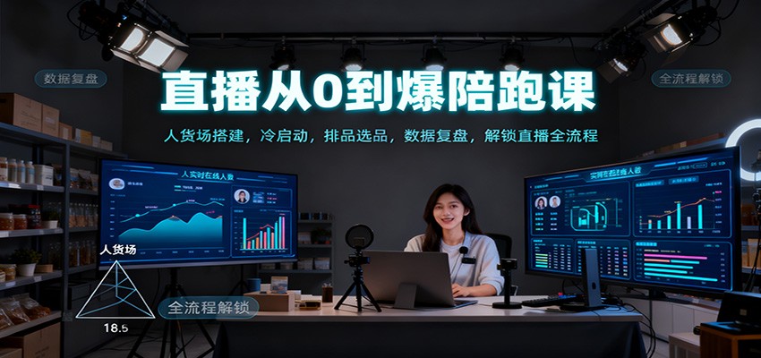 直播从0到爆陪跑课：人货场搭建，冷启动，排品选品，数据复盘，解锁直播全流程-百货大全