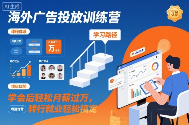 海外广告投放训练营，学会后轻松月薪过万，转行就业轻松搞定-百货大全