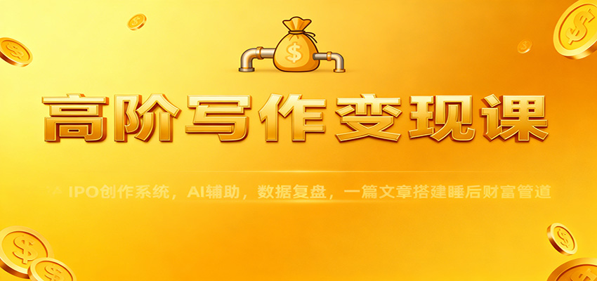 高阶写作变现课:IPO创作系统,AI辅助,数据复盘,一篇文章搭建睡后财富管道-百货大全