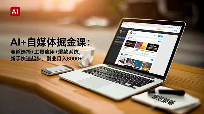 AI+自媒体掘金课：赛道选择+工具应用+爆款系统，新手快速起步，副业月入8000+-百货大全