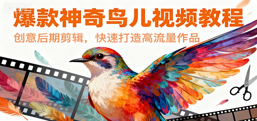 爆款神奇鸟儿视频教程，创意后期剪辑，快速打造高流量作品-百货大全