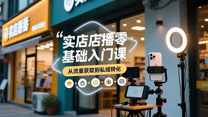 实体店播零基础入门课，实体店+短视频+直播+微信生态+私域社群，从流量获取到私域转化-百货大全