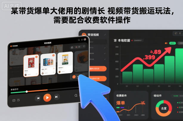 某带货爆单大佬用的剧情长视频带货搬运玩法，需要配合收费软件操作-百货大全
