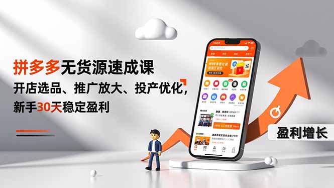 拼多多无货源速成课，开店选品、推广放大、投产优化，新手30天稳定盈利-百货大全