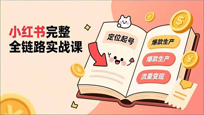 小红书完整全链路实战课，定位起号、爆款生产、流量变现，实现稳定出单，净利润可观-百货大全