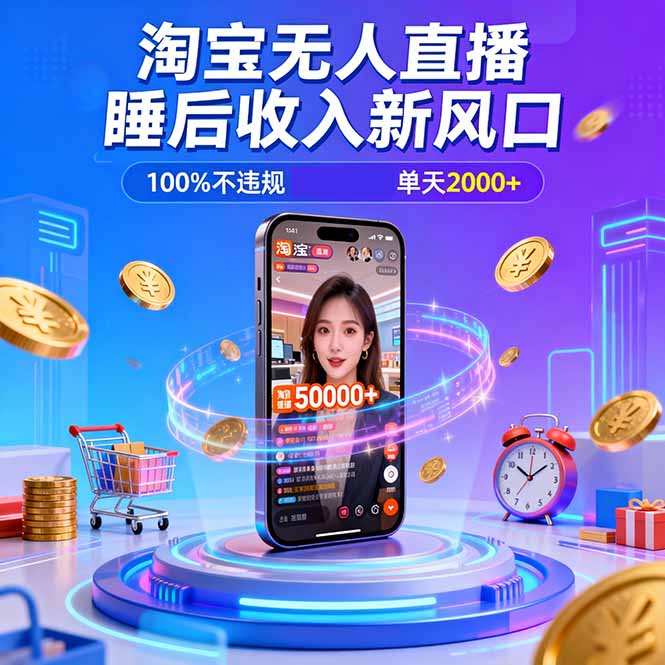 淘宝无人直播，不违规不封号，直播100小时卖了5万，年底旺季！-百货大全