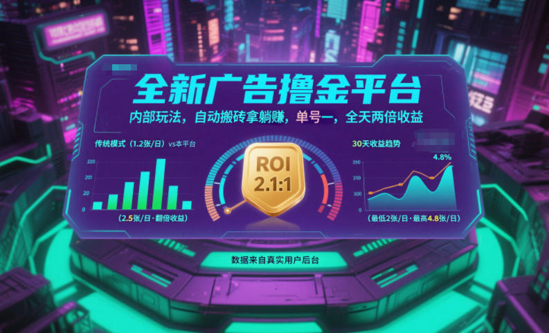 全新广告撸金平台，内部玩法，自动搬砖拿躺賺，单号一天保底2张+，全天两倍收益【揭秘】-百货大全
