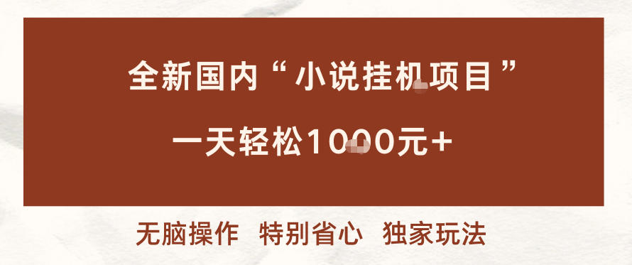 全新国内小说挂G项目，多窗口无脑跑，一天轻松1k+，特别省心【揭秘】-百货大全