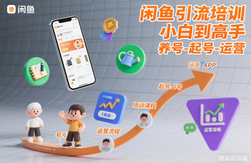 闲鱼引流培训，小白到高手，养号-起号-运营-百货大全