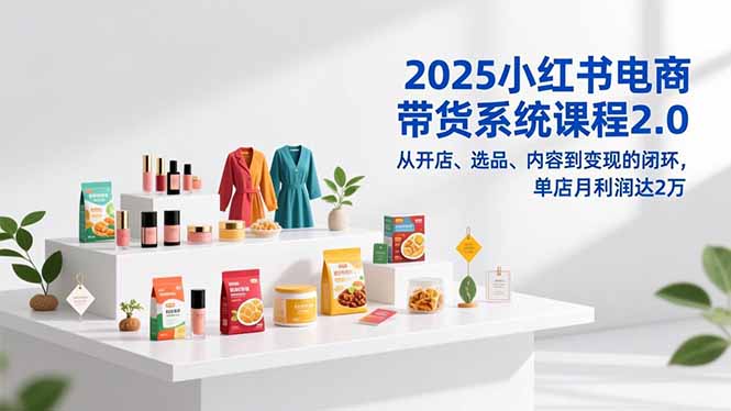 2025小红书电商带货系统课程2.0，从开店、选品、内容到变现的闭环，单店月利润达2万-百货大全