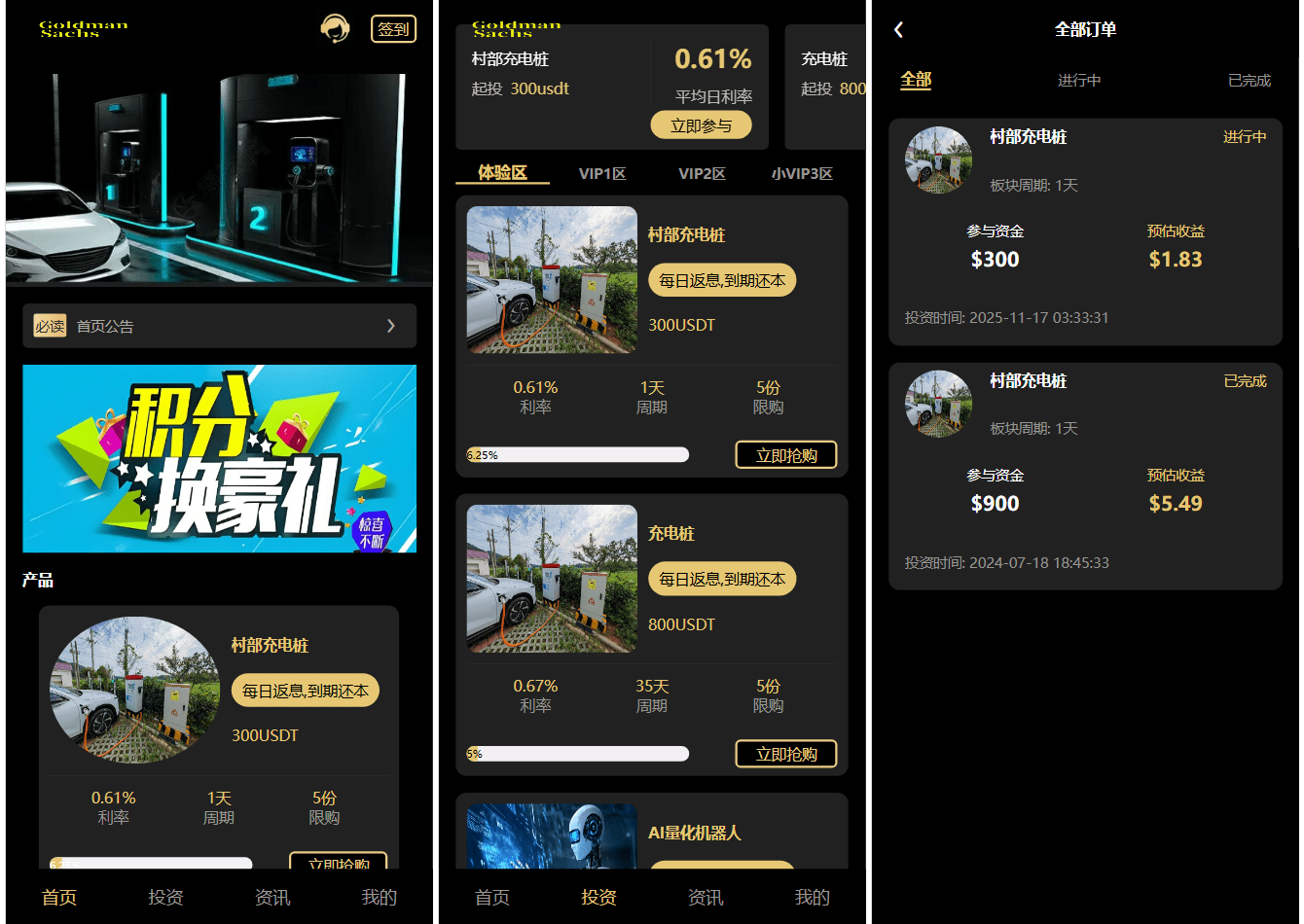 Fidelity充电桩投资理财系统源码-前端uniapp纯源码+后端PHP-百货大全