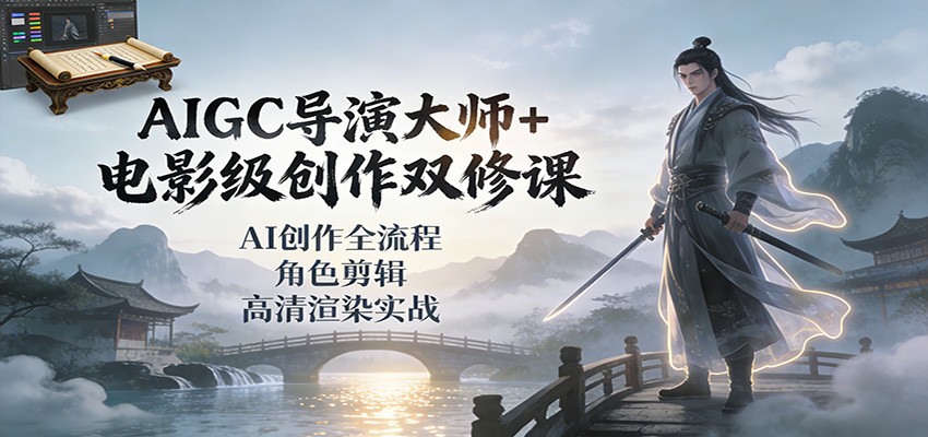 AIGC导演大师+电影级创作双修课：AI创作全流程、角色剪辑、高清渲染实战-百货大全