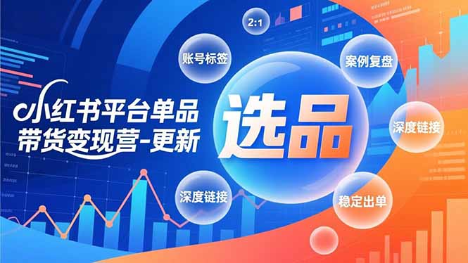 小红书平台单品带货变现营-更新，极致选品、账号标签、案例复盘，深度链接，快速启动稳定出单-百货大全