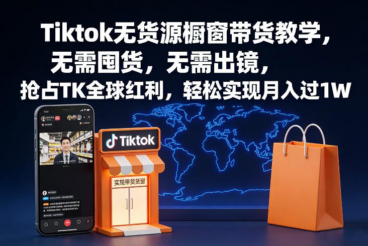 Tiktok无货源橱窗带货教学，无需囤货，无需出镜，抢占TK全球红利，轻松实现月入过1W-百货大全