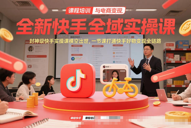 全新快手全域实操课，封神级快手实操课横空出世，一节课打通快手好物变现全链路-百货大全
