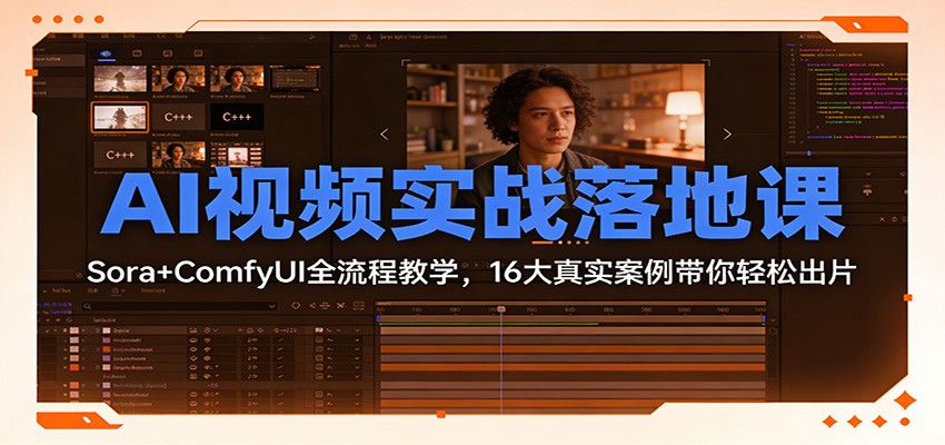 AI视频实战落地课：Sora+ComfyUI全流程教学，16大真实案例带你轻松出片-百货大全