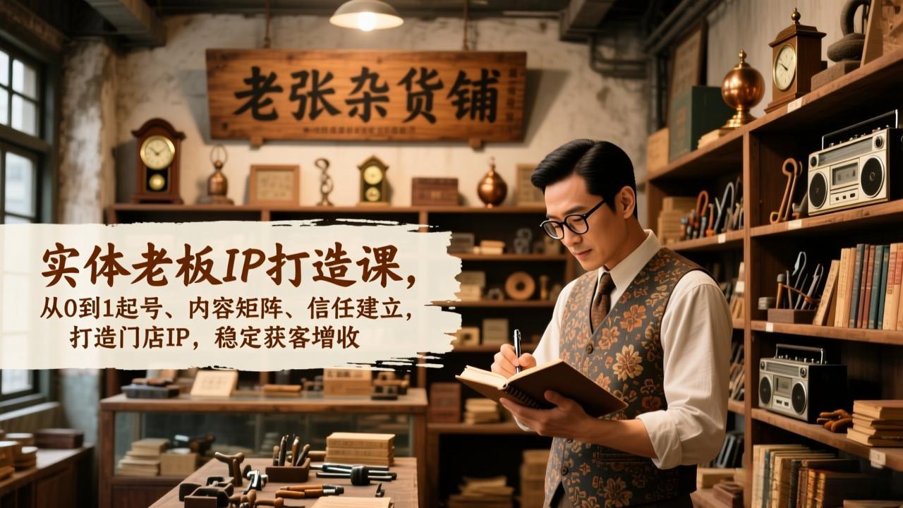 实体老板IP打造课，从0到1起号、内容矩阵、信任建立，打造门店IP，稳定获客增收-百货大全
